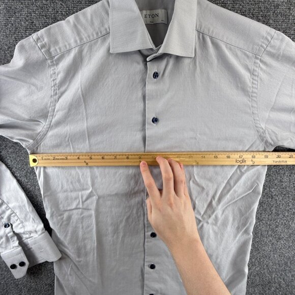 Eton Convertible Cuff Signature Twill Slim Cotton 15.5 Gray Mens Premium Office - Picture 6 of 15